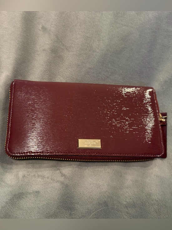kate spade Other - kate spade patent zip-around wallet in burgundy
